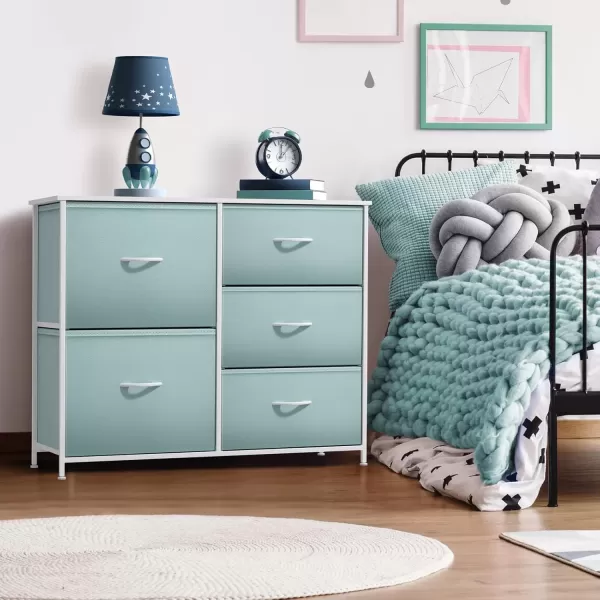imageSorbus Dresser with 6 Drawers  Furniture Storage Tower Unit for Bedroom Hallway Closet Office Organization  Steel Frame Wood Top Easy Pull Fabric Bins 6Drawer Pastel PurpleAqua