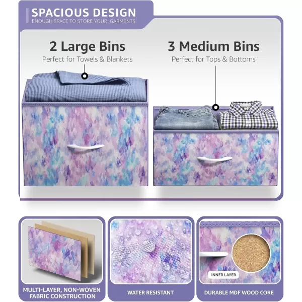 imageSorbus Dresser with 6 Drawers  Furniture Storage Tower Unit for Bedroom Hallway Closet Office Organization  Steel Frame Wood Top Easy Pull Fabric Bins 6Drawer Pastel PurplePurple Tie Dye