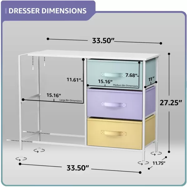 imageSorbus Dresser with 6 Drawers  Furniture Storage Tower Unit for Bedroom Hallway Closet Office Organization  Steel Frame Wood Top Easy Pull Fabric Bins 6Drawer Pastel PurplePastelWhite