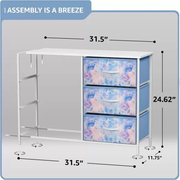 imageSorbus Dresser with 6 Drawers  Furniture Storage Tower Unit for Bedroom Hallway Closet Office Organization  Steel Frame Wood Top Easy Pull Fabric Bins 6Drawer Pastel PurpleBlue Tie Dye