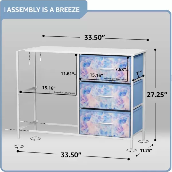 imageSorbus Dresser with 6 Drawers  Furniture Storage Tower Unit for Bedroom Hallway Closet Office Organization  Steel Frame Wood Top Easy Pull Fabric Bins 6Drawer Pastel PurpleBlue Tie Dye