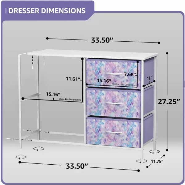 imageSorbus Dresser with 6 Drawers  Furniture Storage Tower Unit for Bedroom Hallway Closet Office Organization  Steel Frame Wood Top Easy Pull Fabric Bins 6Drawer Pastel PurplePurple Tie Dye