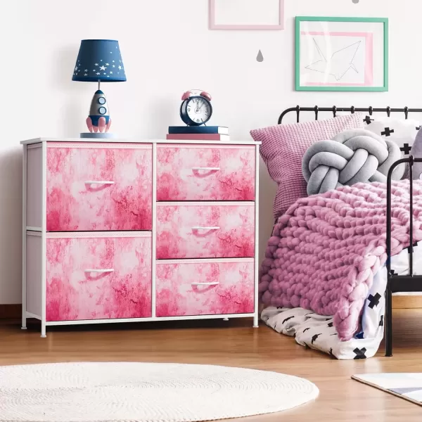 imageSorbus Dresser with 6 Drawers  Furniture Storage Tower Unit for Bedroom Hallway Closet Office Organization  Steel Frame Wood Top Easy Pull Fabric Bins 6Drawer Pastel PurplePink Tie Dye