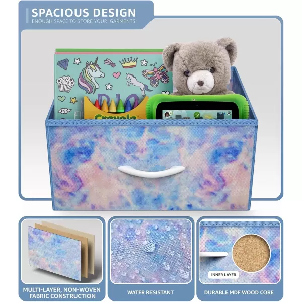 imageSorbus Dresser with 6 Drawers  Furniture Storage Tower Unit for Bedroom Hallway Closet Office Organization  Steel Frame Wood Top Easy Pull Fabric Bins 6Drawer Pastel PurpleBlue Tie Dye