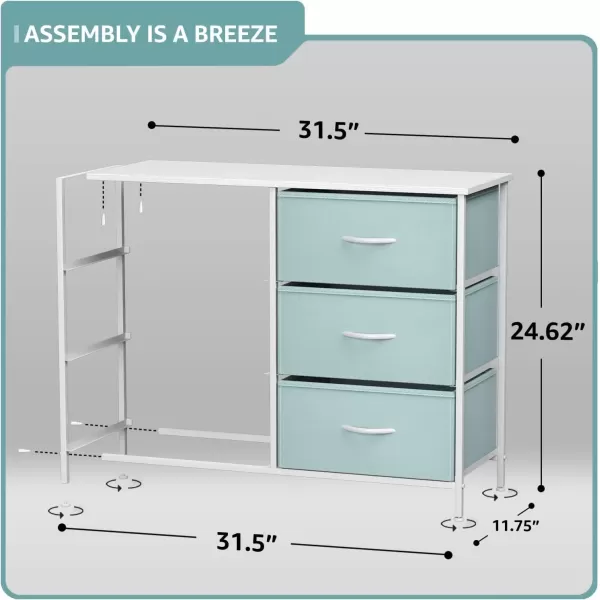 imageSorbus Dresser with 6 Drawers  Furniture Storage Tower Unit for Bedroom Hallway Closet Office Organization  Steel Frame Wood Top Easy Pull Fabric Bins 6Drawer Pastel PurpleAqua