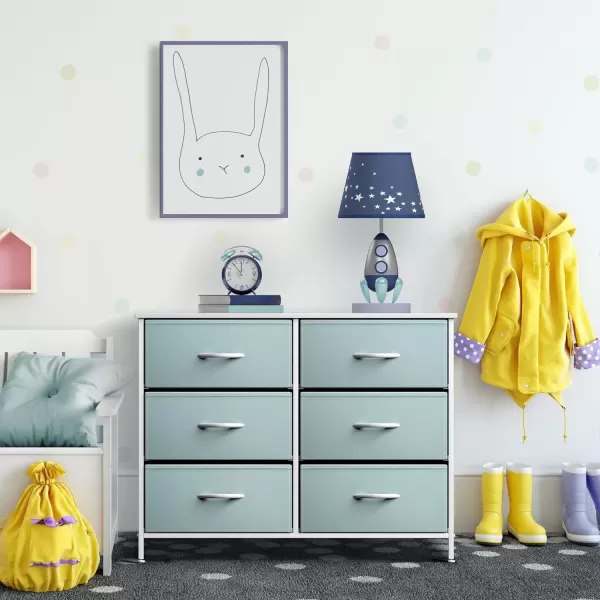 imageSorbus Dresser with 6 Drawers  Furniture Storage Tower Unit for Bedroom Hallway Closet Office Organization  Steel Frame Wood Top Easy Pull Fabric Bins 6Drawer Pastel PurpleAqua