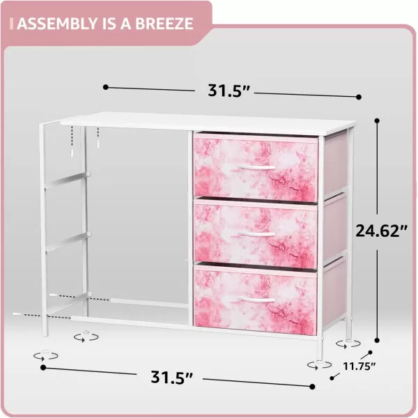 imageSorbus Dresser with 6 Drawers  Furniture Storage Tower Unit for Bedroom Hallway Closet Office Organization  Steel Frame Wood Top Easy Pull Fabric Bins 6Drawer Pastel PurplePink Tie Dye