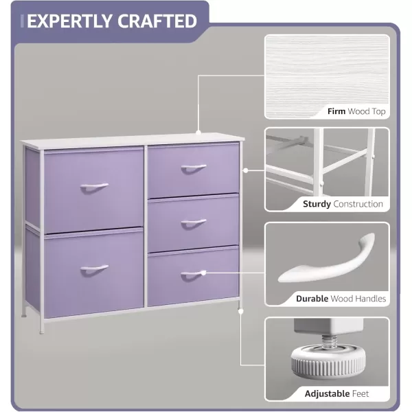 imageSorbus Dresser with 6 Drawers  Furniture Storage Tower Unit for Bedroom Hallway Closet Office Organization  Steel Frame Wood Top Easy Pull Fabric Bins 6Drawer Pastel PurplePurple