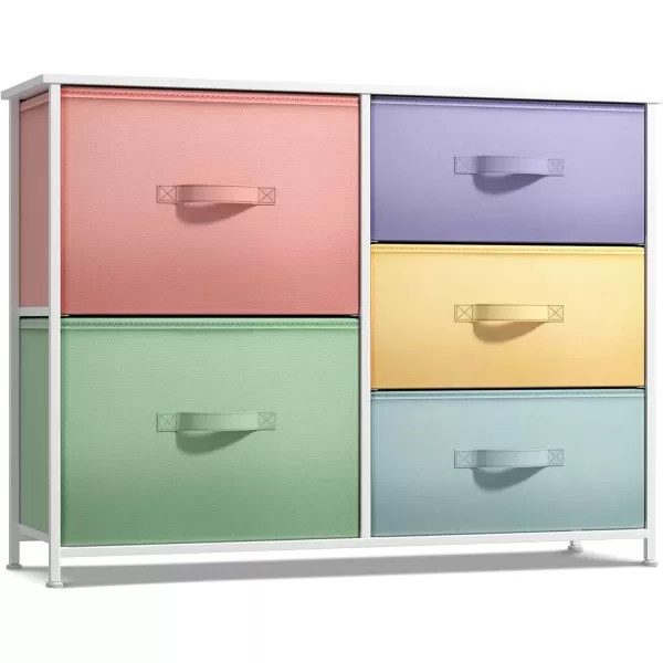 imageSorbus Dresser with 6 Drawers  Furniture Storage Tower Unit for Bedroom Hallway Closet Office Organization  Steel Frame Wood Top Easy Pull Fabric Bins 6Drawer Pastel PurplePastelWhite