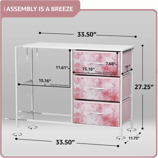 imageSorbus Dresser with 6 Drawers  Furniture Storage Tower Unit for Bedroom Hallway Closet Office Organization  Steel Frame Wood Top Easy Pull Fabric Bins 6Drawer Pastel PurplePink Tie Dye