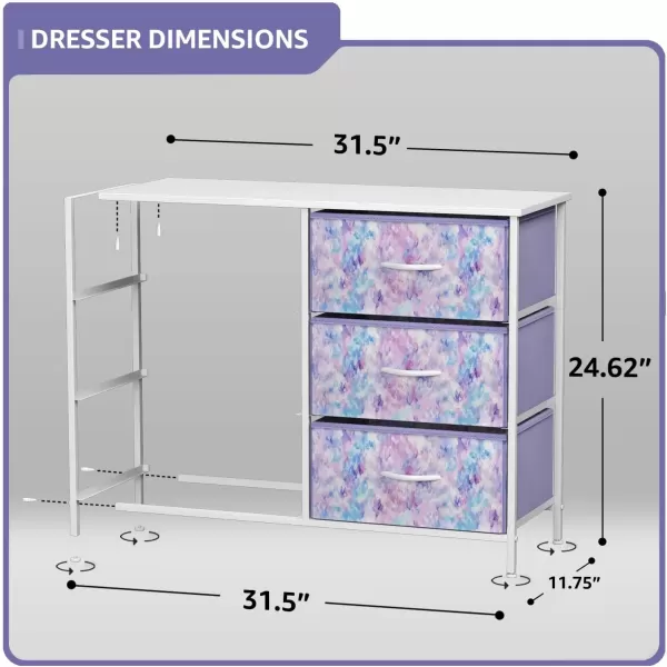 imageSorbus Dresser with 6 Drawers  Furniture Storage Tower Unit for Bedroom Hallway Closet Office Organization  Steel Frame Wood Top Easy Pull Fabric Bins 6Drawer Pastel PurplePurple Tie Dye