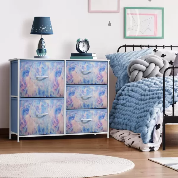 imageSorbus Dresser with 6 Drawers  Furniture Storage Tower Unit for Bedroom Hallway Closet Office Organization  Steel Frame Wood Top Easy Pull Fabric Bins 6Drawer Pastel PurpleBlue Tie Dye