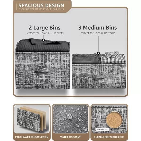 imageSorbus Dresser with 6 Fabric Drawers  Bedroom Furniture Storage Chest Tower Unit for Bedroom Hallway Closet Office Organization  Steel Frame Rustic Wood Top Easy Pull Fabric BinsGrayBlack