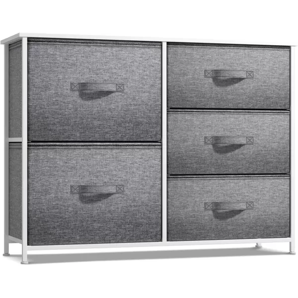 imageSorbus Dresser with 6 Fabric Drawers  Bedroom Furniture Storage Chest Tower Unit for Bedroom Hallway Closet Office Organization  Steel Frame Rustic Wood Top Easy Pull Fabric BinsWhite