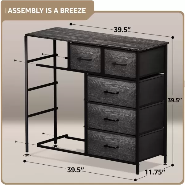 imageSorbus Dresser with 9 Drawers  Furniture Storage Chest Tower Unit for Bedroom Hallway Closet Office Organization  Steel Frame Wood Top Easy Pull Fabric Bins Marble White  Black FrameGray Wood
