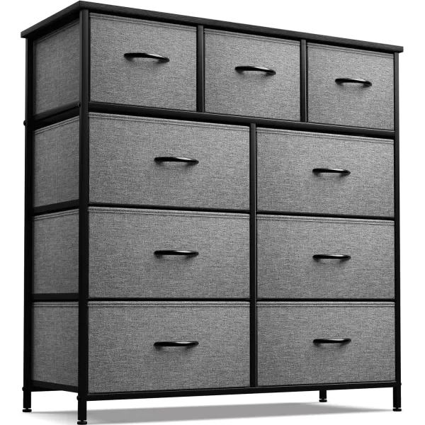 imageSorbus Dresser with 9 Drawers  Furniture Storage Chest Tower Unit for Bedroom Hallway Closet Office Organization  Steel Frame Wood Top Easy Pull Fabric Bins Marble White  Black FrameBlack