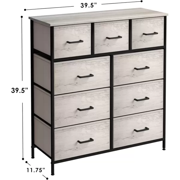 imageSorbus Dresser with 9 Drawers  Furniture Storage Chest Tower Unit for Bedroom Hallway Closet Office Organization  Steel Frame Wood Top Easy Pull Fabric Bins Marble White  Black FrameGreige