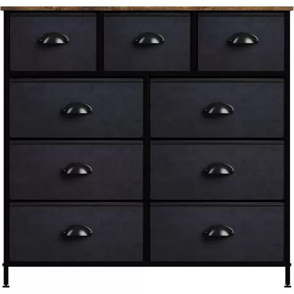 imageSorbus Dresser with 9 Drawers  Furniture Storage Chest Tower Unit for Bedroom Hallway Closet Office Organization  Steel Frame Wood Top Easy Pull Fabric Bins Marble White  Black FrameBlackWood