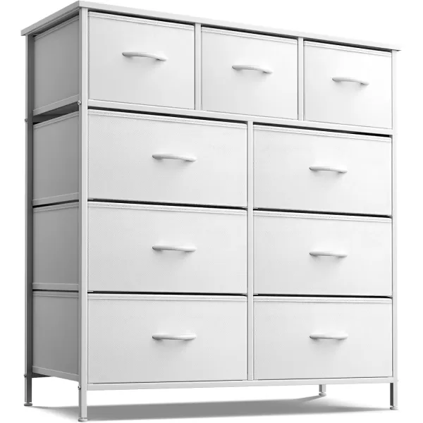 imageSorbus Dresser with 9 Drawers  Furniture Storage Chest Tower Unit for Bedroom Hallway Closet Office Organization  Steel Frame Wood Top Easy Pull Fabric Bins Marble White  Black FrameWhite