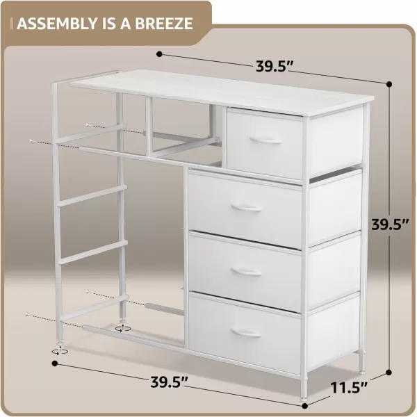 imageSorbus Dresser with 9 Drawers  Furniture Storage Chest Tower Unit for Bedroom Hallway Closet Office Organization  Steel Frame Wood Top Easy Pull Fabric Bins Marble White  Black FrameWhite