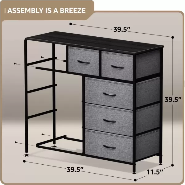 imageSorbus Dresser with 9 Drawers  Furniture Storage Chest Tower Unit for Bedroom Hallway Closet Office Organization  Steel Frame Wood Top Easy Pull Fabric Bins Marble White  Black FrameBlack