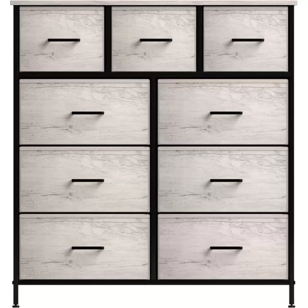 imageSorbus Dresser with 9 Drawers  Furniture Storage Chest Tower Unit for Bedroom Hallway Closet Office Organization  Steel Frame Wood Top Easy Pull Fabric Bins Marble White  Black FrameGreige