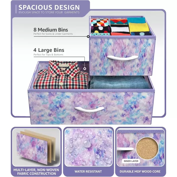 imageSorbus Kids Dresser with 10 Drawers  Storage Unit Organizer Chest for Clothes  Bedroom Kids Room Nursery ampamp Closet  Steel Frame Wood Top ampamp Handles and Easy Pull Fabric BinsTie Dye Purple