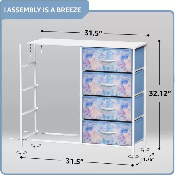 imageSorbus Kids Dresser with 10 Drawers  Storage Unit Organizer Chest for Clothes  Bedroom Kids Room Nursery ampamp Closet  Steel Frame Wood Top ampamp Handles and Easy Pull Fabric BinsTie Dye Blue