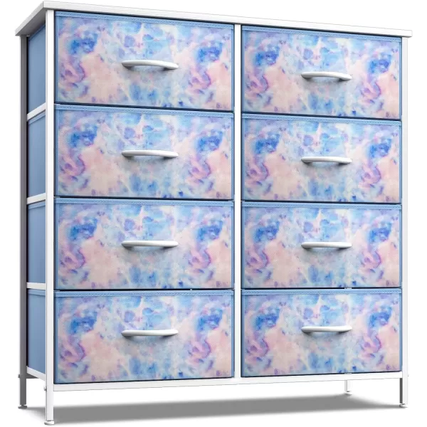 imageSorbus Kids Dresser with 10 Drawers  Storage Unit Organizer Chest for Clothes  Bedroom Kids Room Nursery ampamp Closet  Steel Frame Wood Top ampamp Handles and Easy Pull Fabric BinsTie Dye Blue