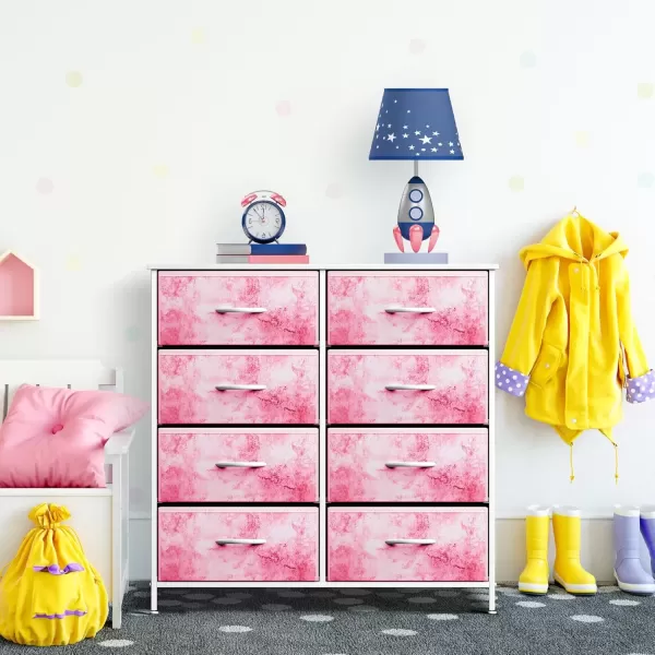 imageSorbus Kids Dresser with 10 Drawers  Storage Unit Organizer Chest for Clothes  Bedroom Kids Room Nursery ampamp Closet  Steel Frame Wood Top ampamp Handles and Easy Pull Fabric BinsTie Dye Pink