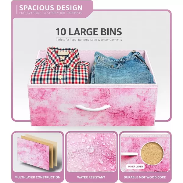 imageSorbus Kids Dresser with 10 Drawers  Storage Unit Organizer Chest for Clothes  Bedroom Kids Room Nursery ampamp Closet  Steel Frame Wood Top ampamp Handles and Easy Pull Fabric BinsTie Dye Pink