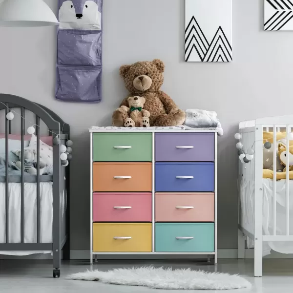 imageSorbus Kids Dresser with 10 Drawers  Storage Unit Organizer Chest for Clothes  Bedroom Kids Room Nursery ampamp Closet  Steel Frame Wood Top ampamp Handles and Easy Pull Fabric BinsPastel 2