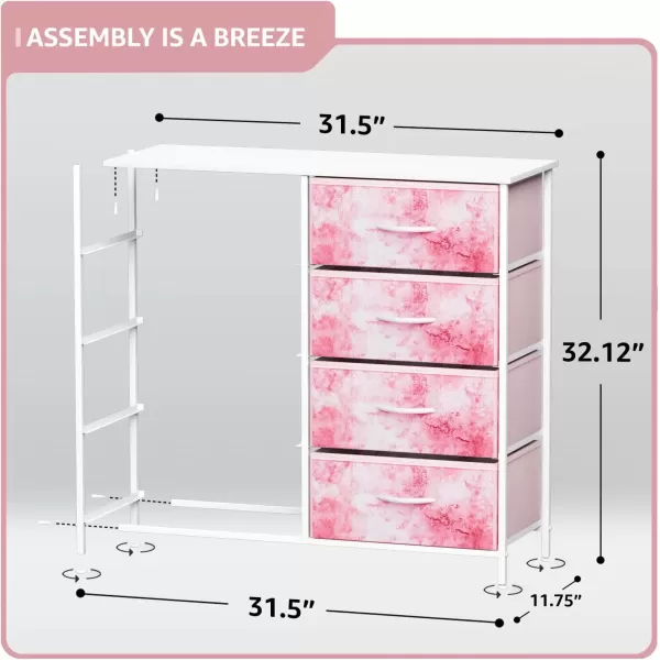imageSorbus Kids Dresser with 10 Drawers  Storage Unit Organizer Chest for Clothes  Bedroom Kids Room Nursery ampamp Closet  Steel Frame Wood Top ampamp Handles and Easy Pull Fabric BinsTie Dye Pink