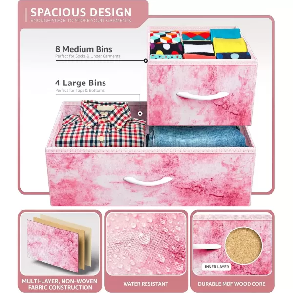 imageSorbus Kids Dresser with 10 Drawers  Storage Unit Organizer Chest for Clothes  Bedroom Kids Room Nursery ampamp Closet  Steel Frame Wood Top ampamp Handles and Easy Pull Fabric BinsTie Dye Pink