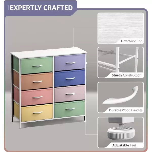imageSorbus Kids Dresser with 10 Drawers  Storage Unit Organizer Chest for Clothes  Bedroom Kids Room Nursery ampamp Closet  Steel Frame Wood Top ampamp Handles and Easy Pull Fabric BinsPastel 2