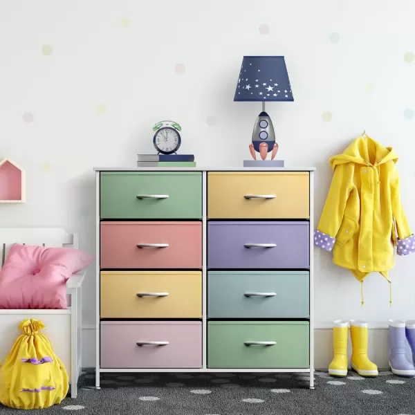 imageSorbus Kids Dresser with 10 Drawers  Storage Unit Organizer Chest for Clothes  Bedroom Kids Room Nursery ampamp Closet  Steel Frame Wood Top ampamp Handles and Easy Pull Fabric BinsPastel 1