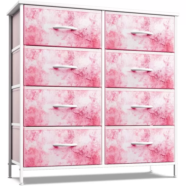 imageSorbus Kids Dresser with 10 Drawers  Storage Unit Organizer Chest for Clothes  Bedroom Kids Room Nursery ampamp Closet  Steel Frame Wood Top ampamp Handles and Easy Pull Fabric BinsTie Dye Pink