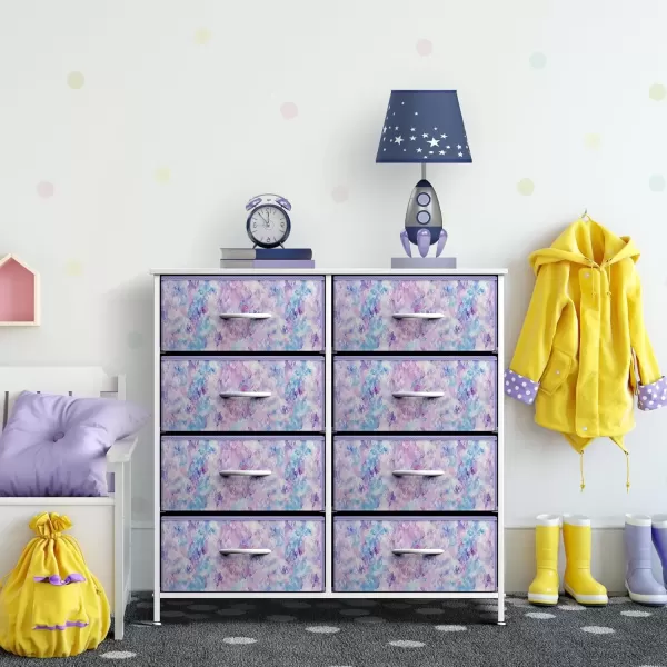 imageSorbus Kids Dresser with 10 Drawers  Storage Unit Organizer Chest for Clothes  Bedroom Kids Room Nursery ampamp Closet  Steel Frame Wood Top ampamp Handles and Easy Pull Fabric BinsTie Dye Purple