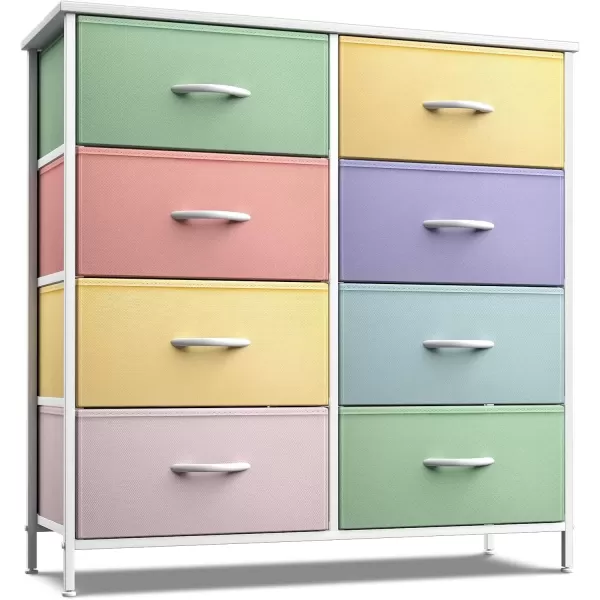 imageSorbus Kids Dresser with 10 Drawers  Storage Unit Organizer Chest for Clothes  Bedroom Kids Room Nursery ampamp Closet  Steel Frame Wood Top ampamp Handles and Easy Pull Fabric BinsPastel 1