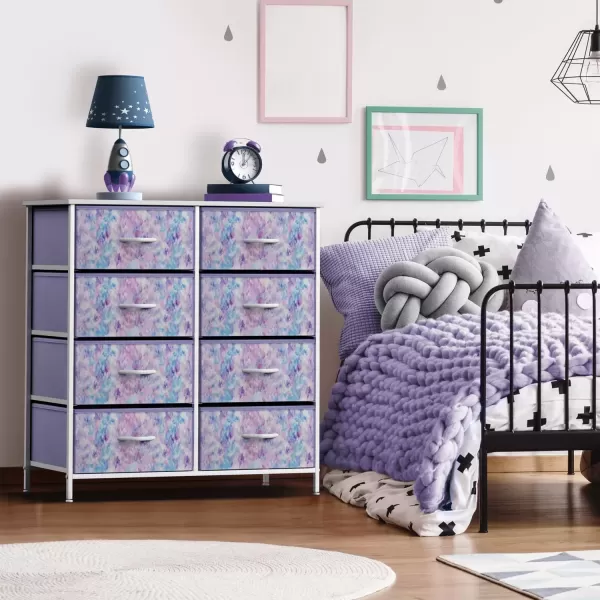 imageSorbus Kids Dresser with 10 Drawers  Storage Unit Organizer Chest for Clothes  Bedroom Kids Room Nursery ampamp Closet  Steel Frame Wood Top ampamp Handles and Easy Pull Fabric BinsTie Dye Purple