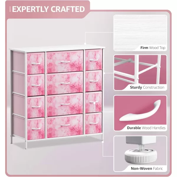 imageSorbus Kids Dresser with 10 Drawers  Storage Unit Organizer Chest for Clothes  Bedroom Kids Room Nursery ampamp Closet  Steel Frame Wood Top ampamp Handles and Easy Pull Fabric BinsTie Dye Pink