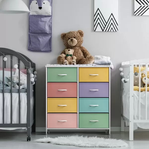 imageSorbus Kids Dresser with 10 Drawers  Storage Unit Organizer Chest for Clothes  Bedroom Kids Room Nursery ampamp Closet  Steel Frame Wood Top ampamp Handles and Easy Pull Fabric BinsPastel 1