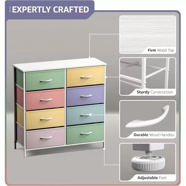 imageSorbus Kids Dresser with 10 Drawers  Storage Unit Organizer Chest for Clothes  Bedroom Kids Room Nursery ampamp Closet  Steel Frame Wood Top ampamp Handles and Easy Pull Fabric BinsPastel 1