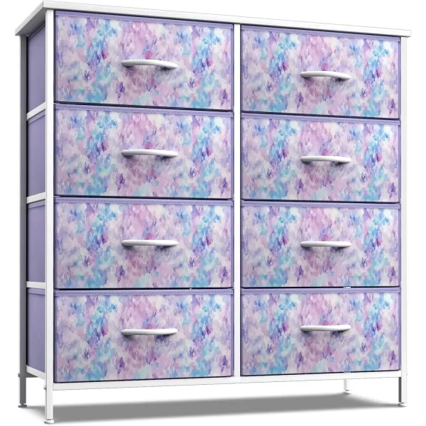 imageSorbus Kids Dresser with 10 Drawers  Storage Unit Organizer Chest for Clothes  Bedroom Kids Room Nursery ampamp Closet  Steel Frame Wood Top ampamp Handles and Easy Pull Fabric BinsTie Dye Purple