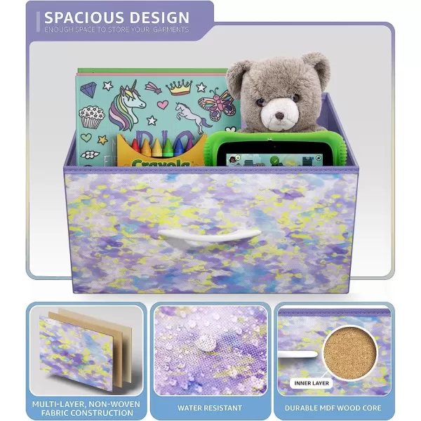 imageSorbus Kids Dresser with 10 Drawers  Storage Unit Organizer Chest for Clothes  Bedroom Kids Room Nursery ampamp Closet  Steel Frame Wood Top ampamp Handles and Easy Pull Fabric BinsTie Dye PurpleYellow