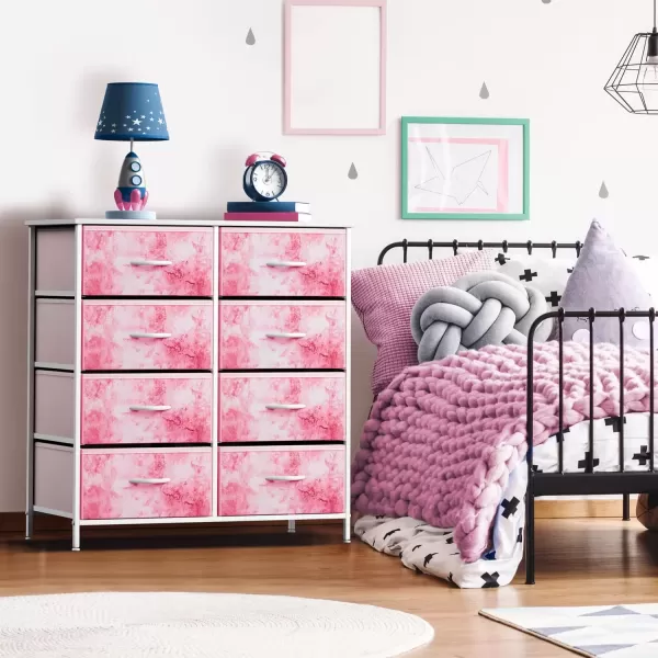 imageSorbus Kids Dresser with 10 Drawers  Storage Unit Organizer Chest for Clothes  Bedroom Kids Room Nursery ampamp Closet  Steel Frame Wood Top ampamp Handles and Easy Pull Fabric BinsTie Dye Pink