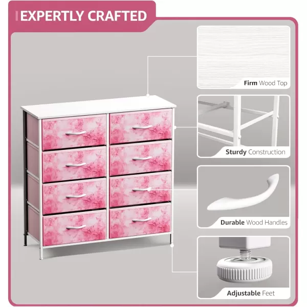 imageSorbus Kids Dresser with 10 Drawers  Storage Unit Organizer Chest for Clothes  Bedroom Kids Room Nursery ampamp Closet  Steel Frame Wood Top ampamp Handles and Easy Pull Fabric BinsTie Dye Pink