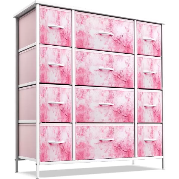 imageSorbus Kids Dresser with 10 Drawers  Storage Unit Organizer Chest for Clothes  Bedroom Kids Room Nursery ampamp Closet  Steel Frame Wood Top ampamp Handles and Easy Pull Fabric BinsTie Dye Pink