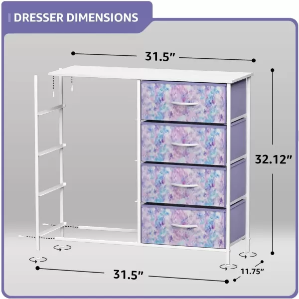 imageSorbus Kids Dresser with 10 Drawers  Storage Unit Organizer Chest for Clothes  Bedroom Kids Room Nursery ampamp Closet  Steel Frame Wood Top ampamp Handles and Easy Pull Fabric BinsTie Dye Purple