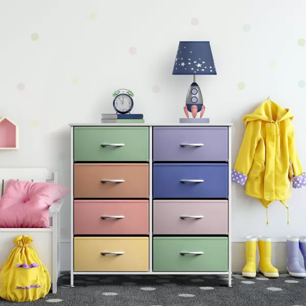 imageSorbus Kids Dresser with 10 Drawers  Storage Unit Organizer Chest for Clothes  Bedroom Kids Room Nursery ampamp Closet  Steel Frame Wood Top ampamp Handles and Easy Pull Fabric BinsPastel 2